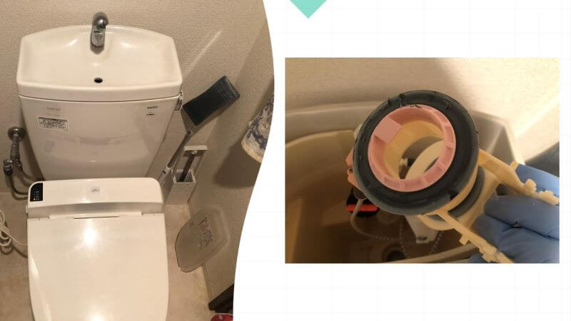 SH351BAのトイレタンクの経年劣化が原因で水がちょろちょろと漏れ出ていた現場を修理しました【尼崎市でのトイレ水漏れ修理】