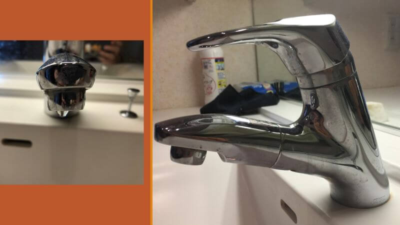 KVK製の洗面の蛇口（KF389）の先からポタポタと水漏れしている症状の修理依頼がありました【宝塚市での蛇口交換作業】