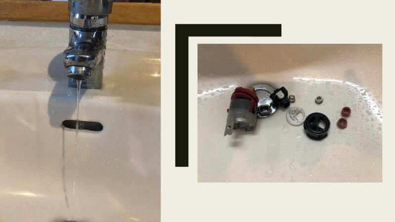 水漏れしていた洗面の蛇口を直そうと分解したら水漏れが酷くなったと修理依頼がありました【尼崎市での蛇口水漏れ修理】