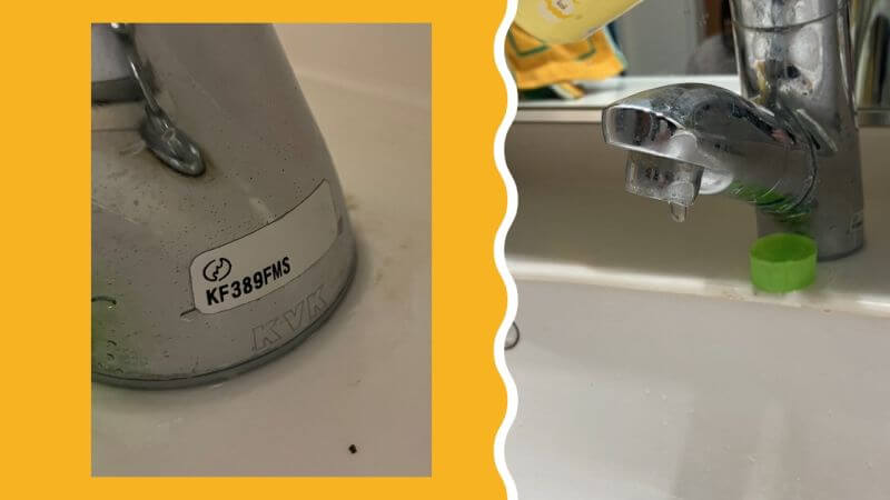 KF389FMSの洗面水栓の吐水口とレバーの下からの水漏れ修理依頼がありました【西宮市での蛇口水漏れ修理】